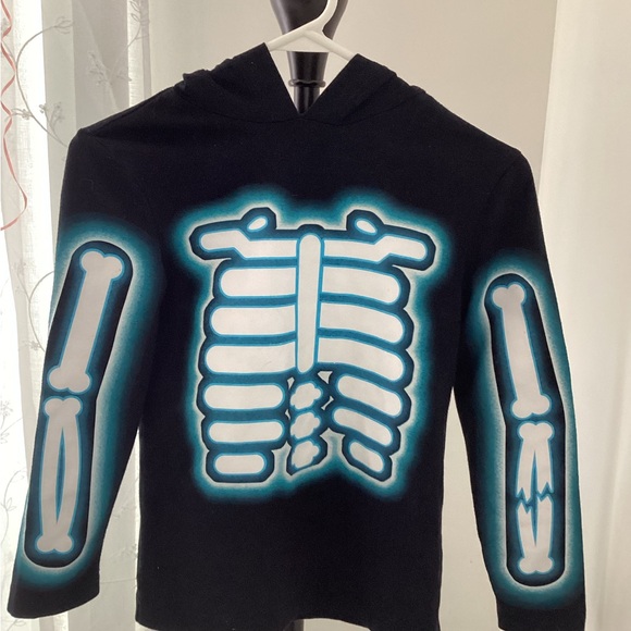 Sweatshirt à Zip HAWK - Motif Squelette - Taille M Garçon - Noir - Occasion Très Bon état